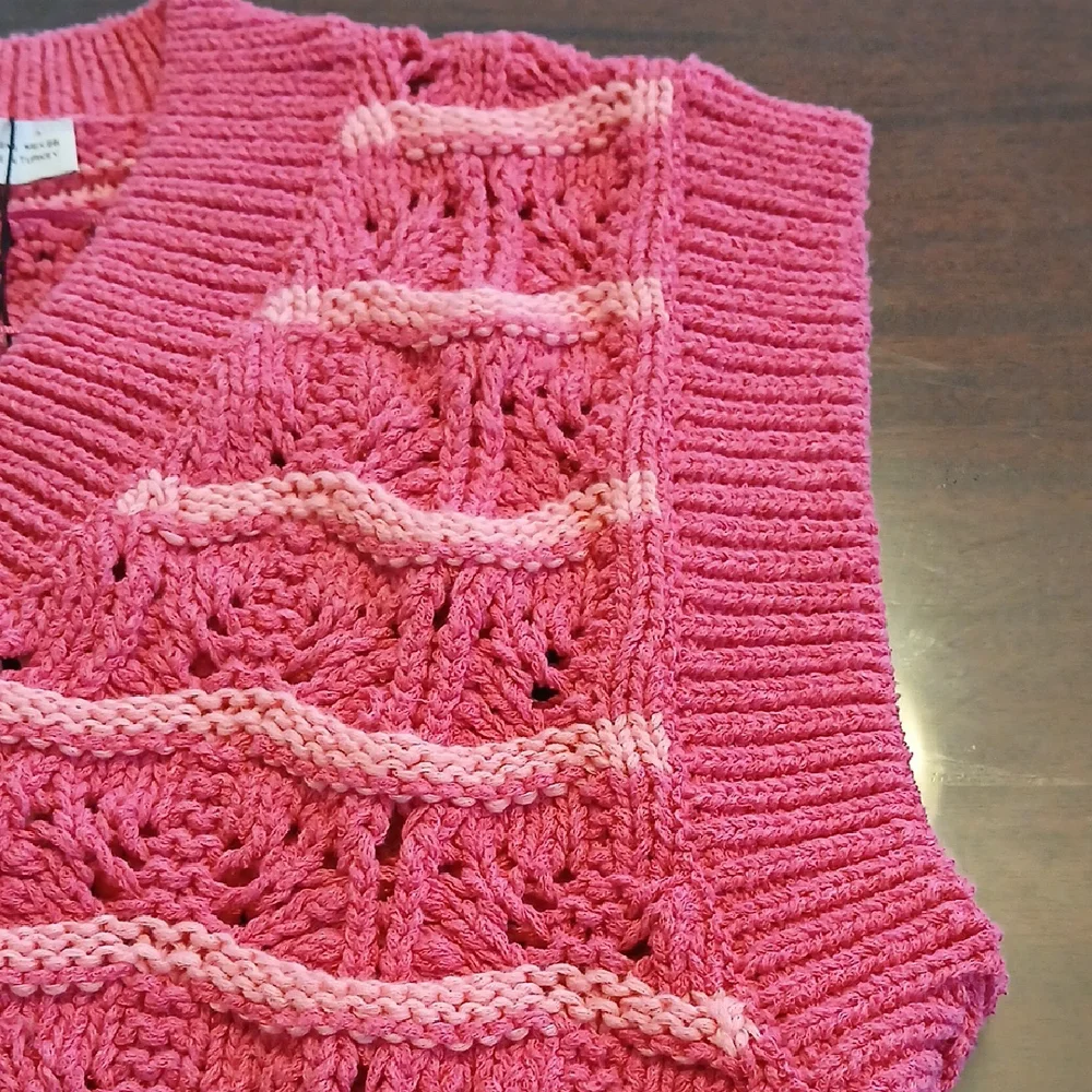 Zara V-Neck Pink Sweater Vest NWT - Picture 3 of 8